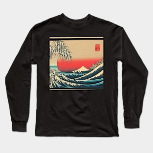 The Majestic Wave at Sunset - A Breathtaking Ukiyo-e Painting Long Sleeve T-Shirt